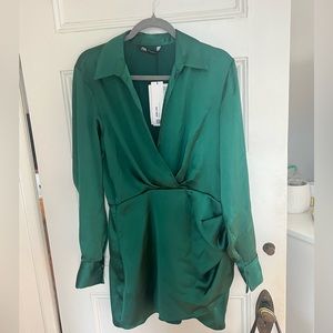 Zara Satin wrap front dress